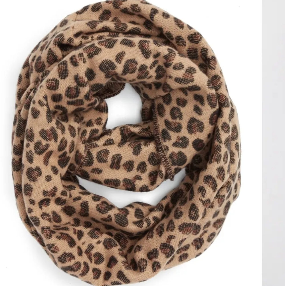 NWT BP. Leopard Camel Pattern Soft Blanket Infinity Scarf